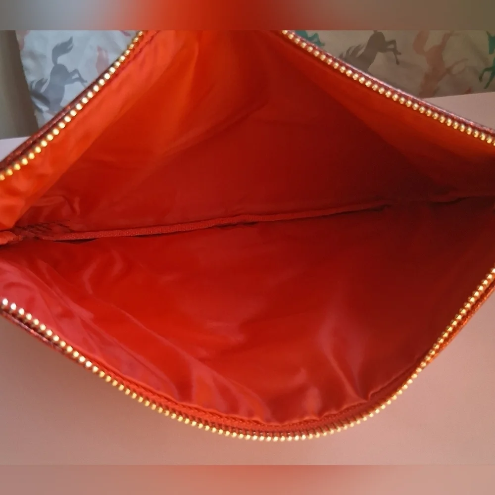 EUC Marc Jacobs Red Sparkle Vegan Patent Travel Cosmetic Makeup Beauty Pouch Bag